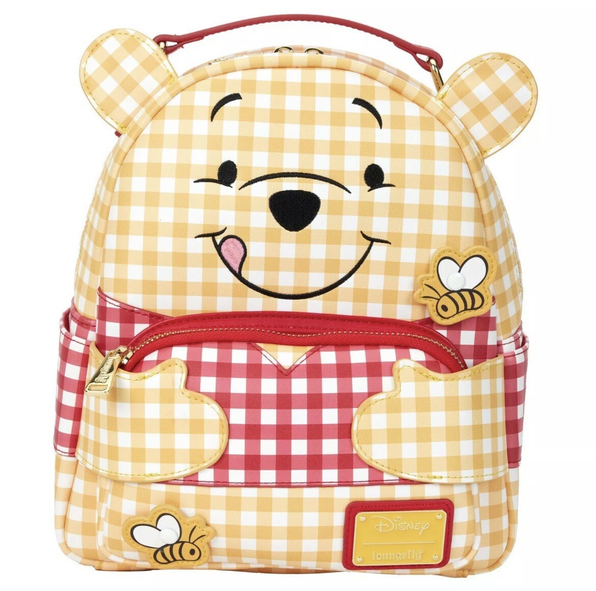 Loungfly Winnie the Pooh Mini Backpack Red Balloon Gingham Black and White Loungefly Disney Winnie the Pooh Gingham Mini Backpack  main image 3