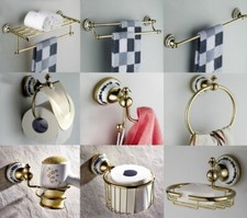 Polished Gold Wall Mount Bathroom Accessories Set Bath Hardware Towel Bar ZJ018