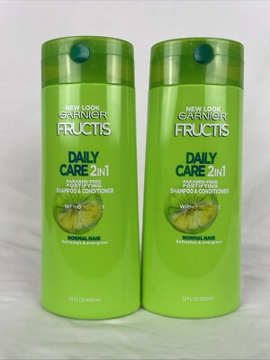 2 Pack Garnier Fructis Daily Care 2-in-1 Paraben-Free Shampoo & Conditioner 22oz