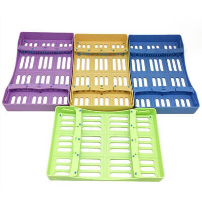 Autoclavable Dental Sterilization Box, 10-Slot Instrument Rack, Yellow