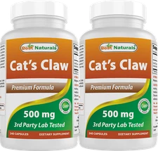 2 Pack Best Naturals Cat's Claw 500 mg 240 Capsules