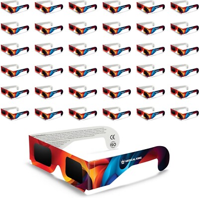 Solar Eclipse Glasses 50 pack - 2024 CE and ISO Certified Multicolor