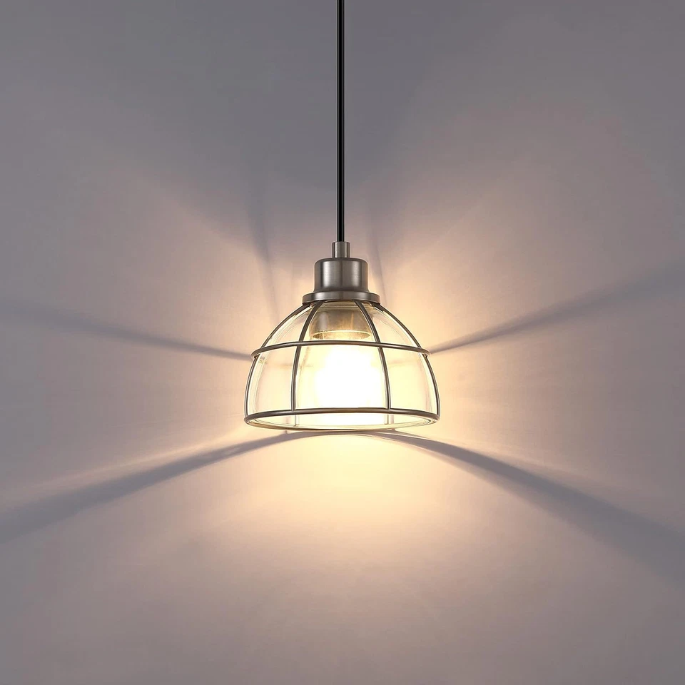 Moderno paquete de 3 luces de techo colgantes isla de cocina accesorios níquel cepillado Foto 3 de 4