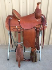Western Tan Leather Roper Ranch Saddle with Strings 15",16", 17", 18",