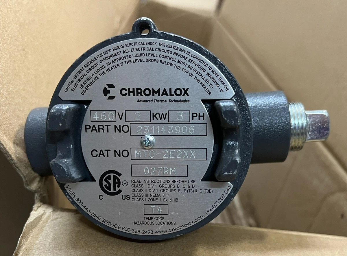 Chromalox MTO-2E2XX Immersion Tank Heater 480V / 3PH / 1000 WATT - NEW |  eBay