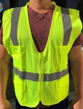 MEDIUM Yellow ANSI CLASS 2  Reflective Tape/  High Visibility Safety Vest 