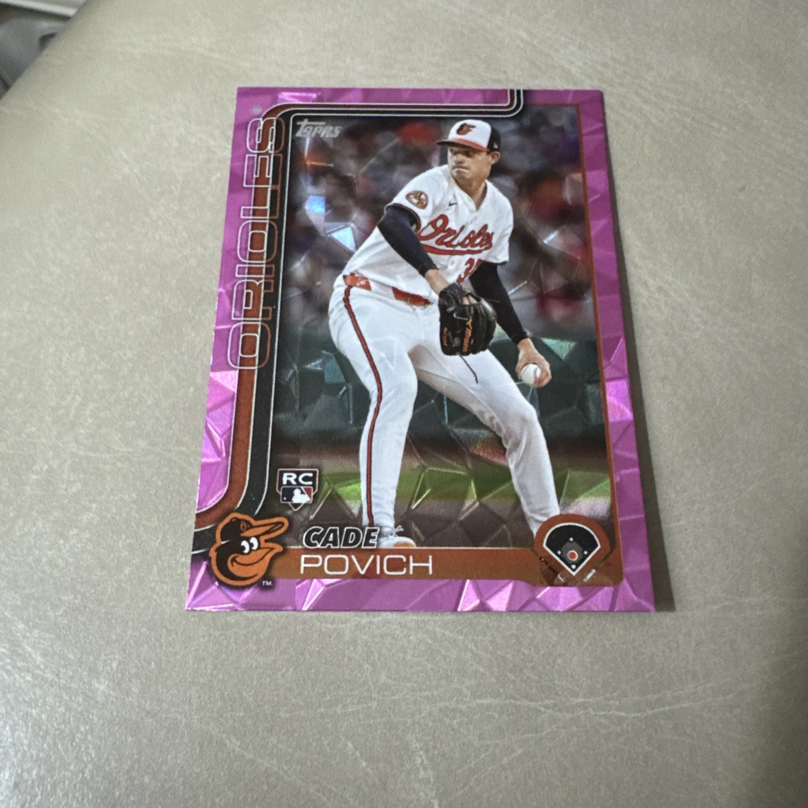 Topps 2025 - Series 1 Orioles Rookie Pitcher  Cade Povich Pink Diamante Foil