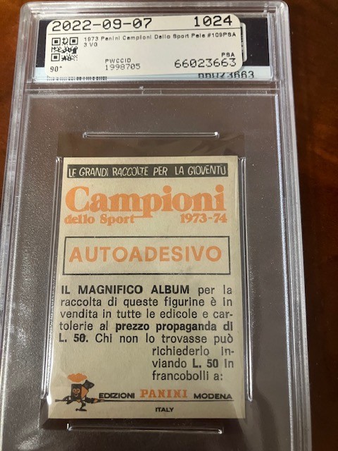 PELE 1973-74 Panini Campioni Dello Sport #109 Graded PSA 3 view 3