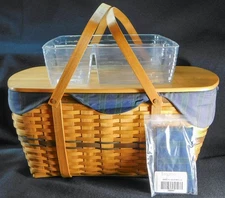 Longaberger Family Picnic Basket Combo Liner Lid Protectors 1999 Collectors Club