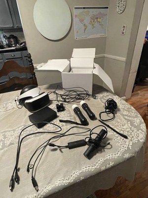 Sony PlayStation 4 PS4 Virtual Reality VR Headset Bundle White CUH-ZVR2 Working