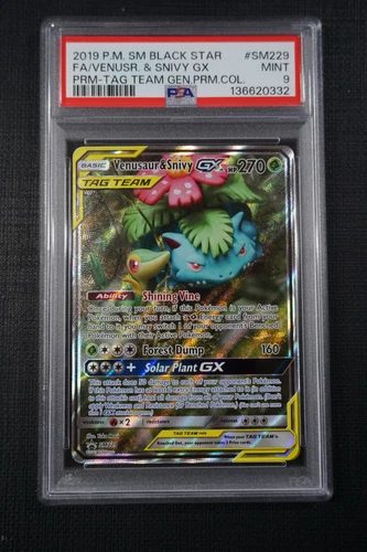 Pokemon Black Star Promo Venusaur & Snivy GX # SM229 - PSA 9