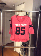 Georgia Bulldogs 1785 Red Embroidered Tapered Raglan Shirt Women Ladies Large