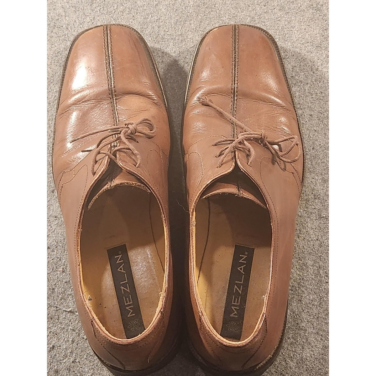 Mezlan Slesse Custom Brown Leather Derby Dress Shoes Mens 12 Split Toe Spain Mezlan Mens Size 10.5M Brown Leather Split Toe Lace Up Derby  main image 3