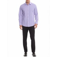 Jack Stone Thomas Dean Dress Shirt Mens M Lavender Patterned Contrast Cuff