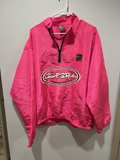 Vintage Surf Style Windbreaker Jacket Adult One Size Hot Pink 90s 1/4 Zip