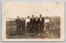 RPPC Group Of Men And Women On Farm North Dakota Family Postcard J43