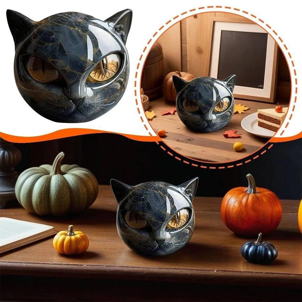 Luxury Black Cat Stone Sculpture – Elegant Home Decor & Gift-Ready Art Piece Cat - Image 4 of 4