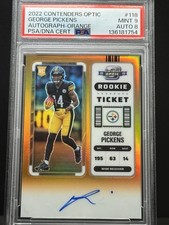 George Pickens Autograph 2022 Contenders Optic Orange Rookie Ticket /50 PSA 9/8