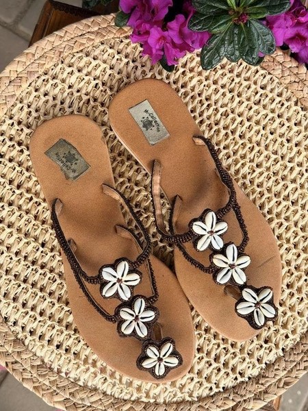 Women M Collection Sandals Brown Textile 38.5