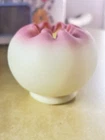 Fenton Burmese Satin Glass Rose Bowl Vase Uranium Yellow, Pink Ruffled Posey