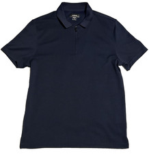 ALFANI Men's MD Stretch Athletic S/S Polo Golf Shirt Navy Blue, Zip, Recycled
