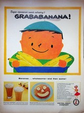 Original 1957 Vintage print AD: GRABANANA! United Fruit Company #Collective