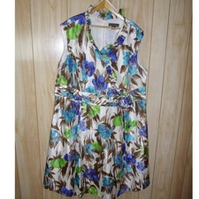 Jessica Howard Multicolor Floral Ruffle V-Neck Sleeveless Women A-line Dress 24W