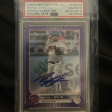 2022 Topps Chrome Rookie Debut Royce Lewis Purple Refractor Auto PSA 8 Twins