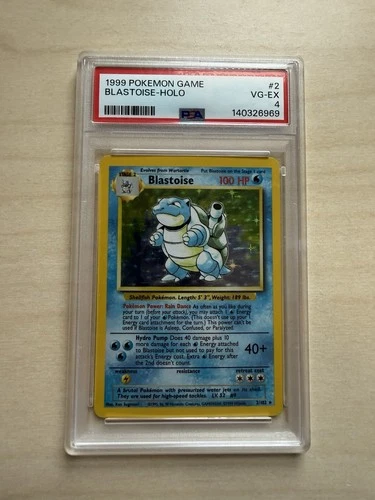 Pokémon TCG Base Set Unlimited Blastoise Holo 2/102 Vintage WOTC PSA 4