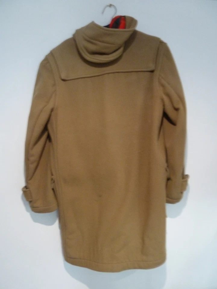 Gloverall Duffle Coat Mens 42 Camel Wool Toggle Hooded Made In England Tartan - Image 2 of 4