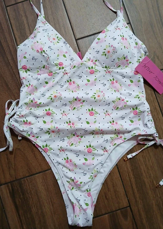 Traje de baño Betsey Johnson talla grande de una pieza cuello en V traje de baño ramo de lunares  Foto 3 de 4