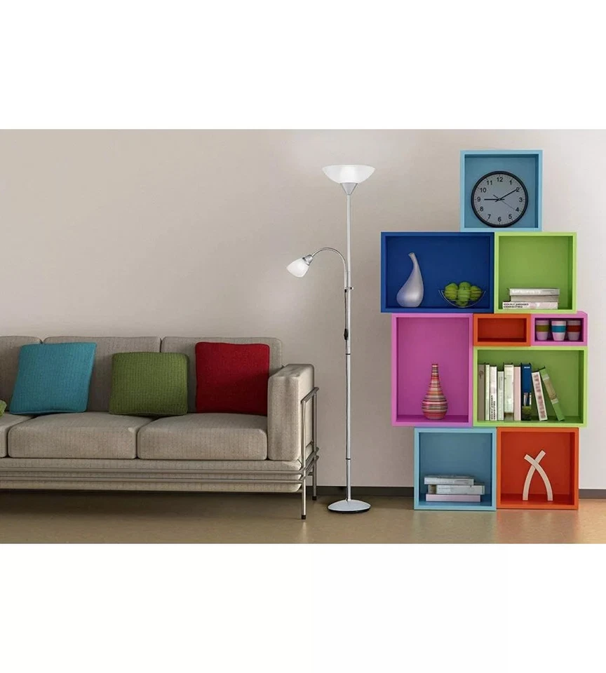 PIANTANA CON BRACCIO PER LETTURA COLORE BIANCO, 180 CM - Immagine 2 di 2