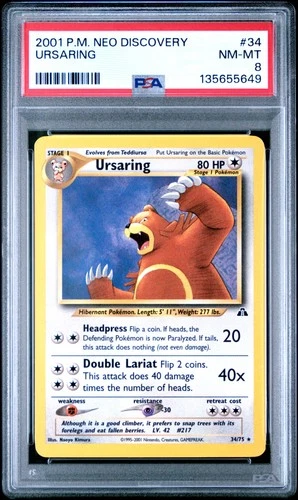 2001 POKEMON NEO DISCOVERY #34 URSARING PSA 8