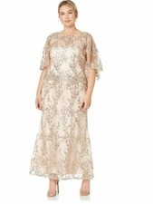 BRIANNA Formal Gown 14W Plus size Dress CAPELT Pink SEQUINS Lace