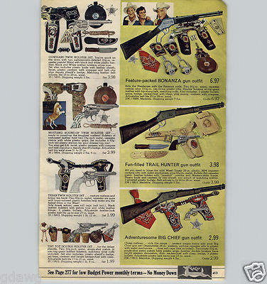 1967 PAPER AD Toy Holster Guns Bonanza Johnny Eagle Red River Gun Daisy Riochet