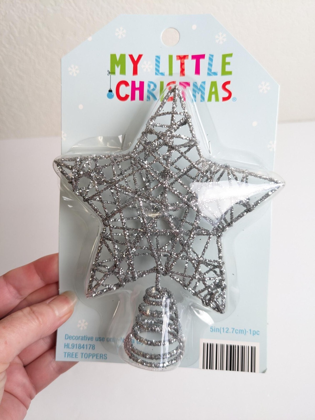 Silver Star 5" Christmas Tree Topper eBay