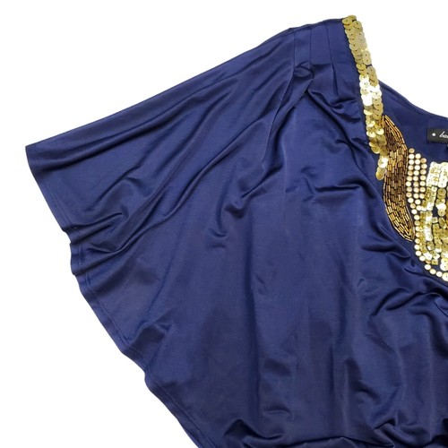 Baby Phat Dress One Shoulder Dark Blue Sequin Mini Vintage Junior's Size S Y2K - Picture 5 of 12