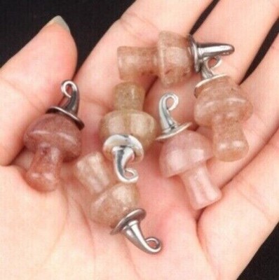 50pcs Natural Strawberry Crystal Pendant Mushroom Magic Hat Chakra Reiki Healing