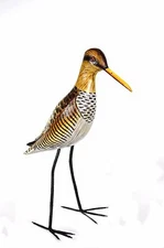 CARVED SANDPIPER OCEAN BIRD WOOD SCULPTURE COTTAGE TROPICAL ISLAND SHOREBIRD ART