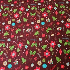 Christmas Miniatures BTY Lisa Whitebutton P&B Textiles Tree Ornament Toss Dk Red