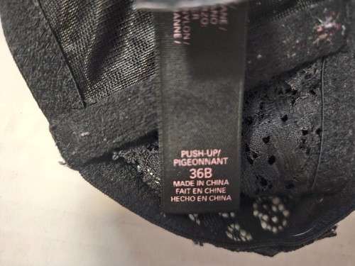 Victoria's Secret Black Leather & Lace Push Up Bra 36B - Picture 3 of 3