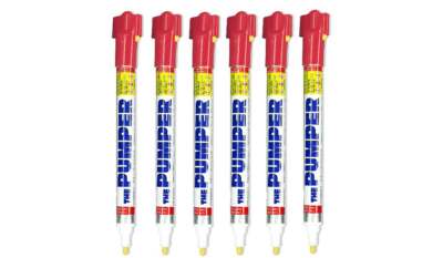 THE PUMPER PERMANENT MARKER PENS RED - 6 Pen