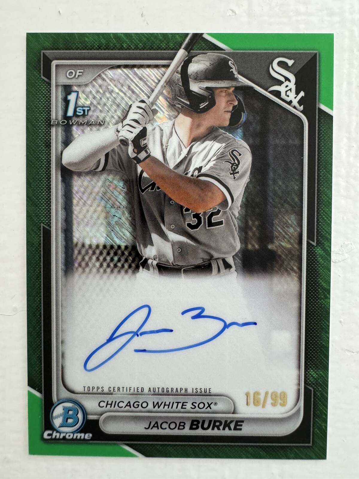 2024 Bowman Chrome Jacob Burke Green Shimmer Refractor Auto 16/99 #CPA-JB