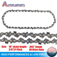 Hipa 10"Chainsaw Chain 3/8" LP .043 Gauge 40 Drive Links Fits Ryobi Oregon Stihl