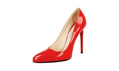 PRADA STILETTO HIGH HEELS PUMPS SHOES 1I084F RED PATENT LEATHER US