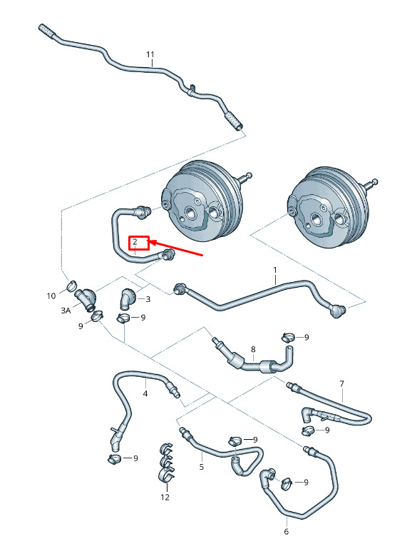 Tuyau de dépression avec clapet anti-retour pour Audi A4 B8 (RHD) 8K2611931Ac