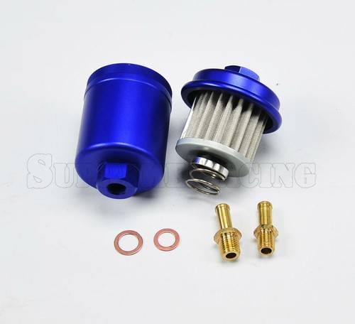Blue Inline Fuel Filter High Flow 100 Micron Cleanable M12x1.25 M14x1.5 fitting - 第 2/5 張圖片