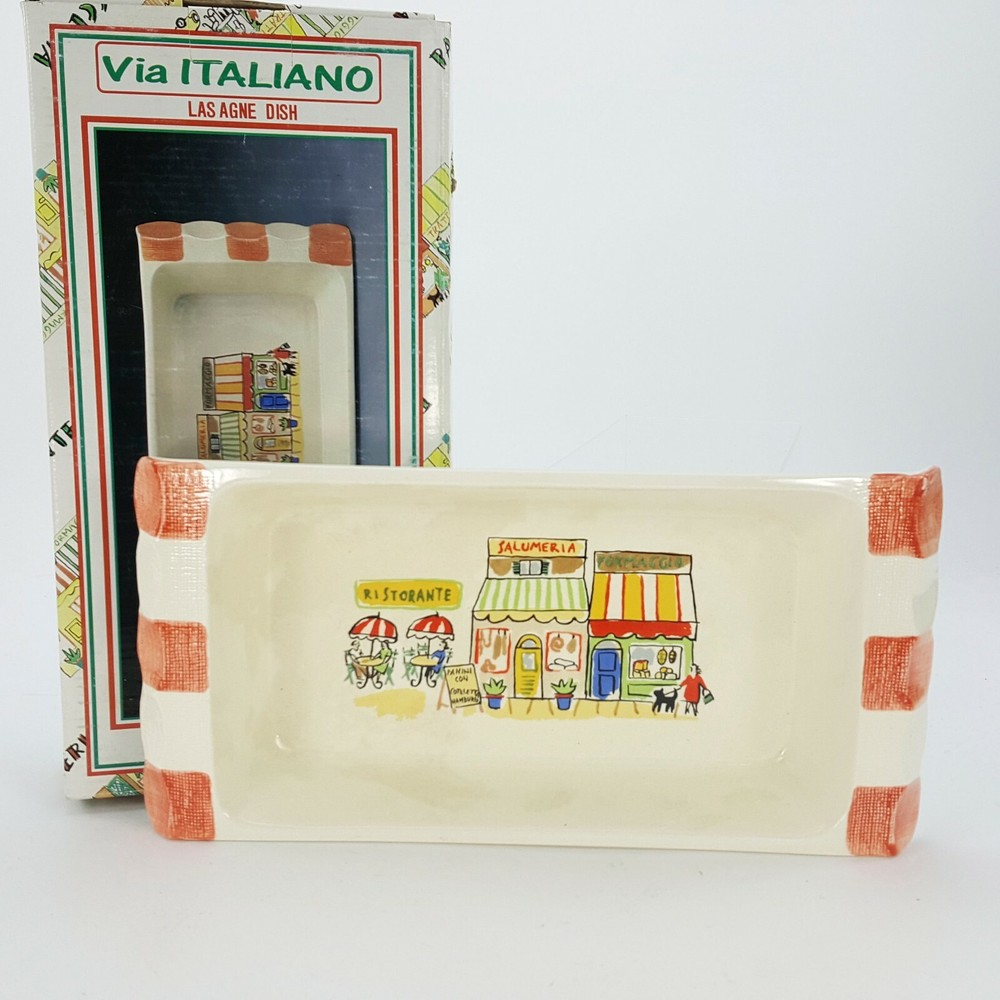 Vintage Omnibus F&F 1993 Lasagna Serving Dish Via Italiano - Thumbnail 4