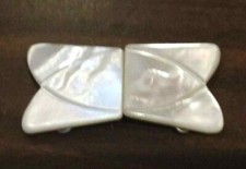 Vintage Carved Mother Of Pearl 2 Piece Sew On Belt Buckle MOP