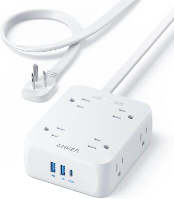 Anker 8-Outlets Power Strip 2000J Surge Protector 8 AC, 2 USB A & 1 USB C Port